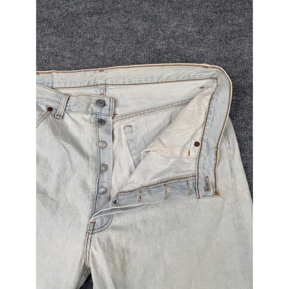 Vintage Levi’s 501 USA Made Light Wash Denim Shorts 38x12 Button Fly 90s - Picture 8 of 16